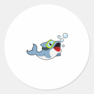 Dolphin at Diving with Water bubbles.PNG Classic Round Sticker