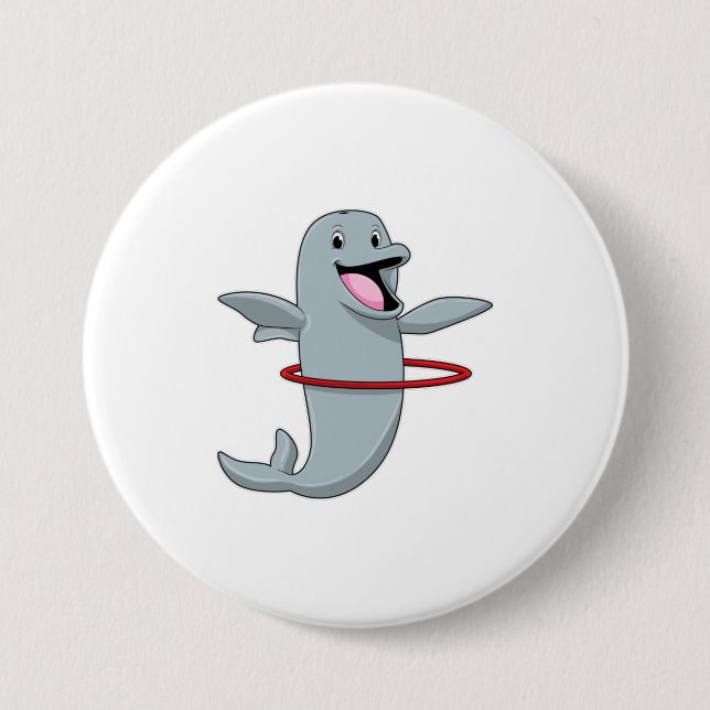 Dolphin at Endurance training with Fitness tires.p 3 Inch Round Button (Front)