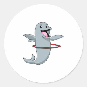 Dolphin at Endurance training with Fitness tires.p Classic Round Sticker