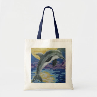 Dolphin at full moon tote bag