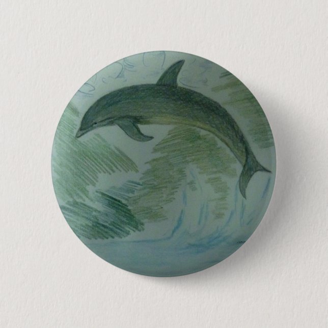 Dolphin at her place 2 inch round button (Front)