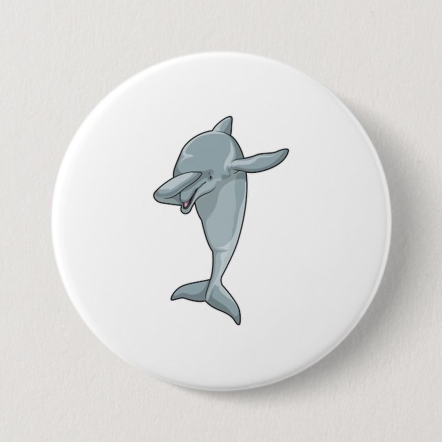 Dolphin at Hip Hop Dance Dab 3 Inch Round Button (Front)