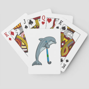 Dolphin at Hockey with Hockey stick Playing Cards