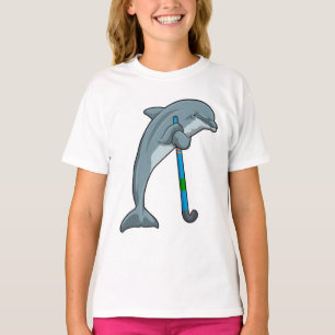 Dolphin at Hockey with Hockey stick T-Shirt
