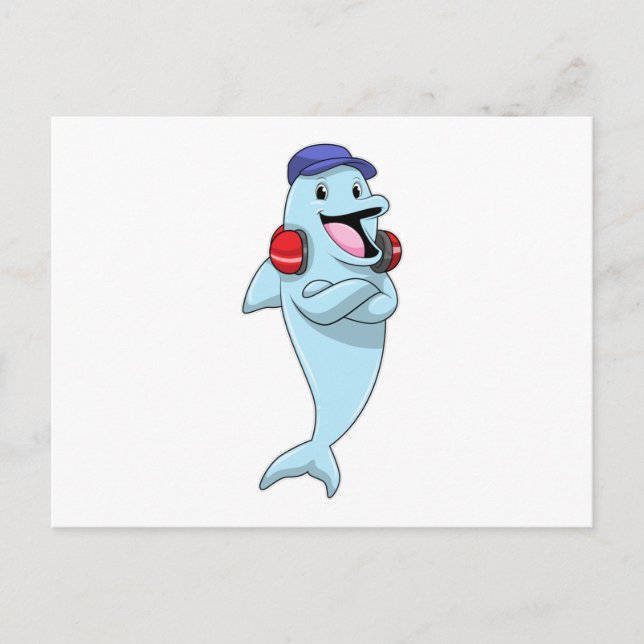 Dolphin at Listen to Music Postcard (Front)