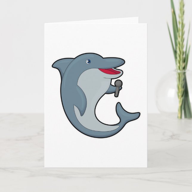 Dolphin at Singing with Microphone Card (Front)