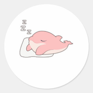 Dolphin at Sleeping on Pillow Classic Round Sticker