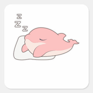 Dolphin at Sleeping on Pillow Square Sticker