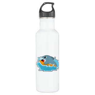Dolphin at Surfing with Surfboard 710 Ml Water Bottle