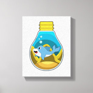 Dolphin at Swimming in Aquarium Canvas Print