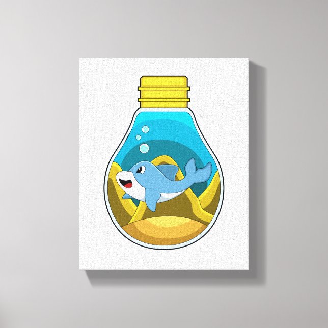 Dolphin at Swimming in Aquarium Canvas Print (Front)