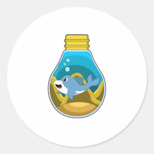 Dolphin at Swimming in Aquarium Classic Round Sticker