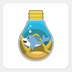 Dolphin at Swimming in Aquarium Square Sticker