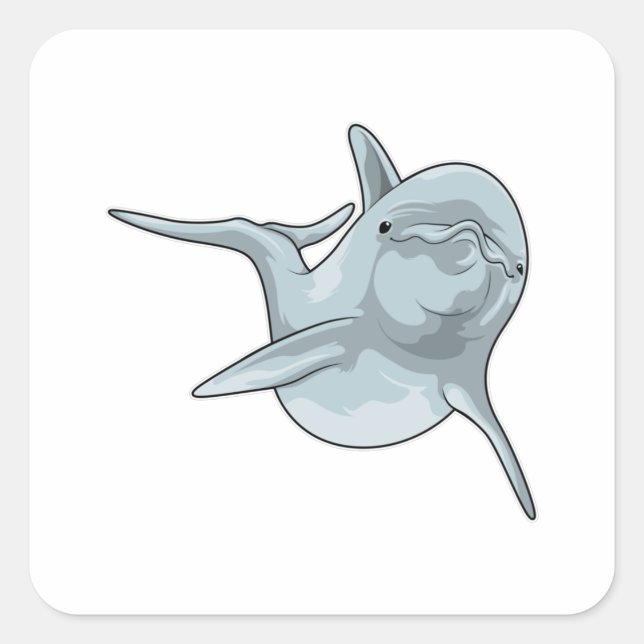 Dolphin at Swimming Square Sticker (Front)