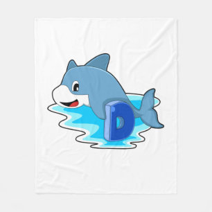 Dolphin at Swimming with Letter Fleece Blanket