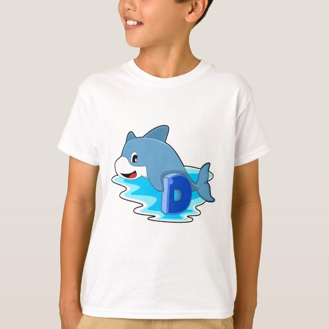 Dolphin at Swimming with Letter T-Shirt (Front)