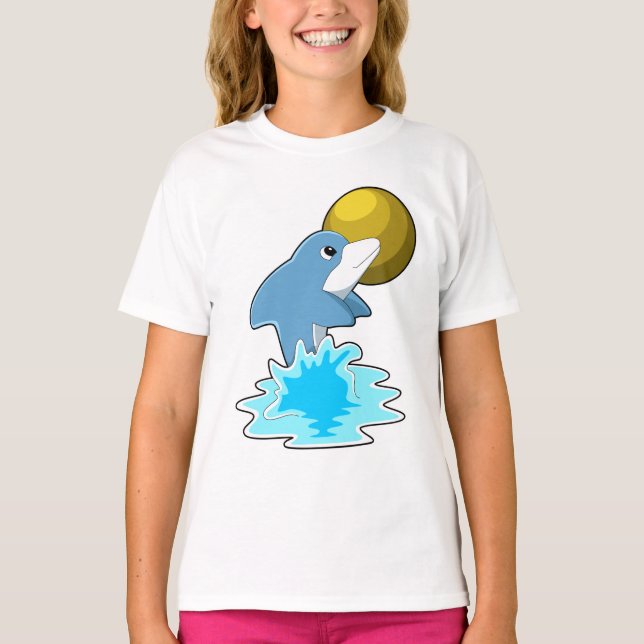 Dolphin at Swimming with Moon T-Shirt (Front)