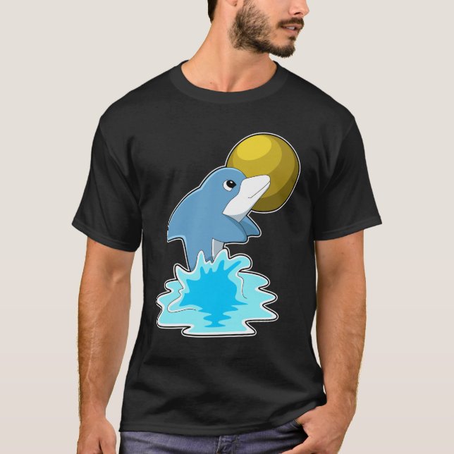 Dolphin at Swimming with Moon T-Shirt (Front)