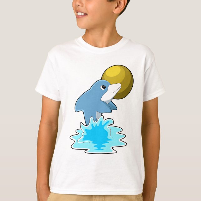 Dolphin at Swimming with Moon T-Shirt (Front)