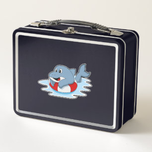 Dolphin at Swimming with Swim ring.PNG Metal Lunch Box