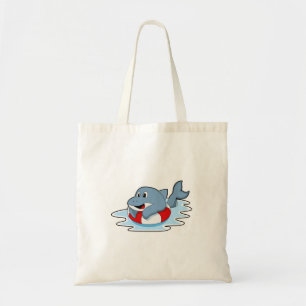Dolphin at Swimming with Swim ring.PNG Tote Bag