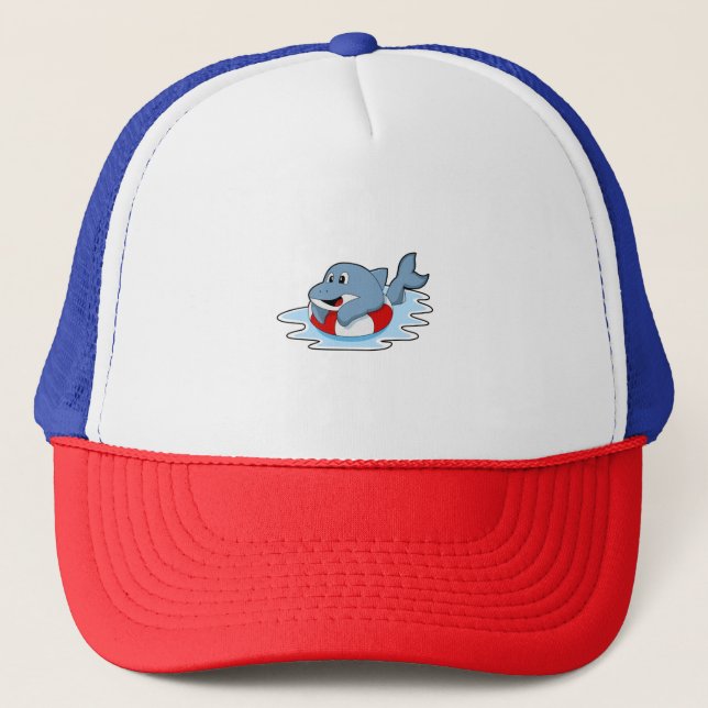 Dolphin at Swimming with Swim ring.PNG Trucker Hat (Front)