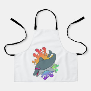 Dolphin at Swimming with Swimming goggles Apron