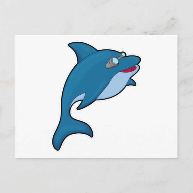 Dolphin at Swimming with Swimming goggles Postcard (Front)