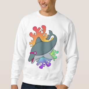 Dolphin at Swimming with Swimming goggles Sweatshirt