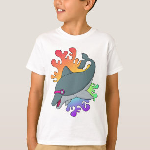 Dolphin at Swimming with Swimming goggles T-Shirt