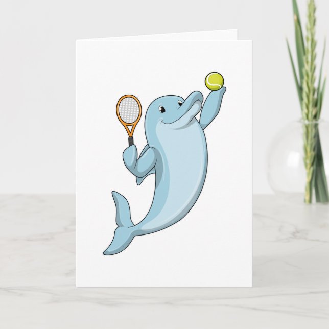 Dolphin at Tennis with Tennis racket Card (Front)