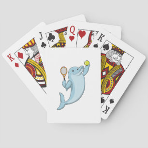 Dolphin at Tennis with Tennis racket Playing Cards