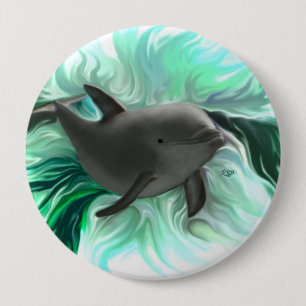 Dolphin Baby 4 Inch Round Button