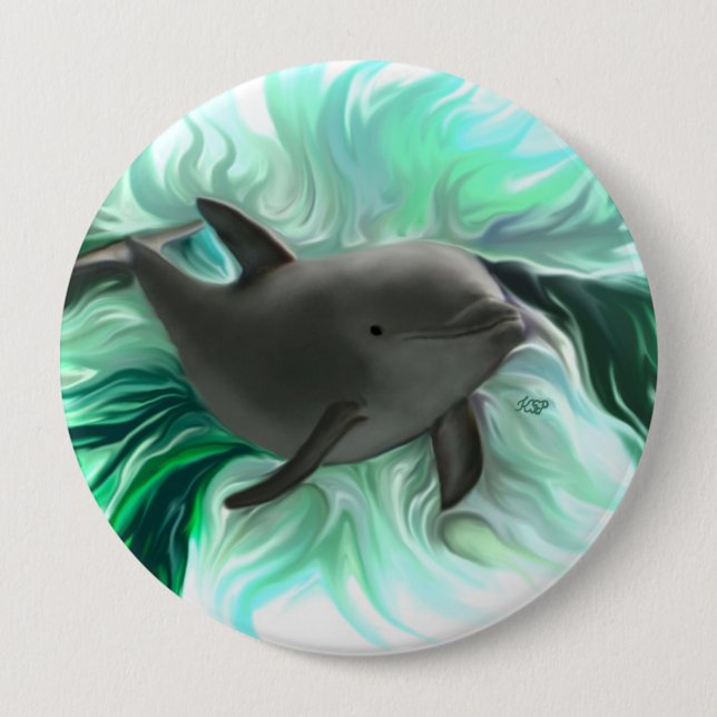 Dolphin Baby 4 Inch Round Button (Front)