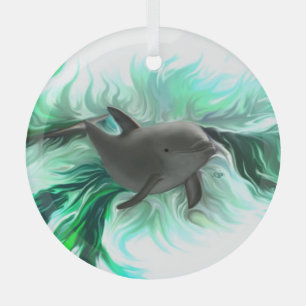Dolphin Baby Glass Ornament