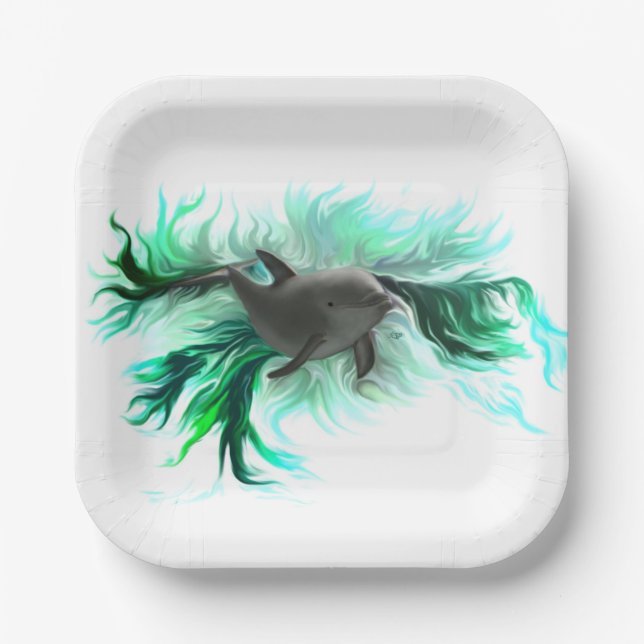 Dolphin Baby Paper Plate (Front)