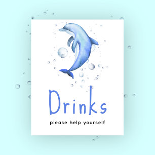 Dolphin baby shower - Drinks Poster