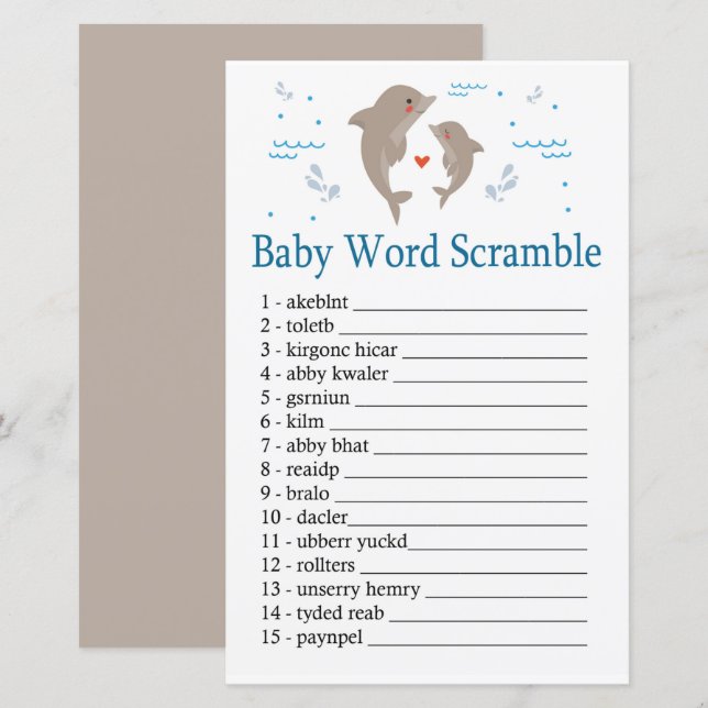 Dolphin Baby word scramble game (Front/Back)