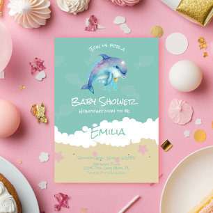 Dolphin Beach Ocean Baby Shower Invitation