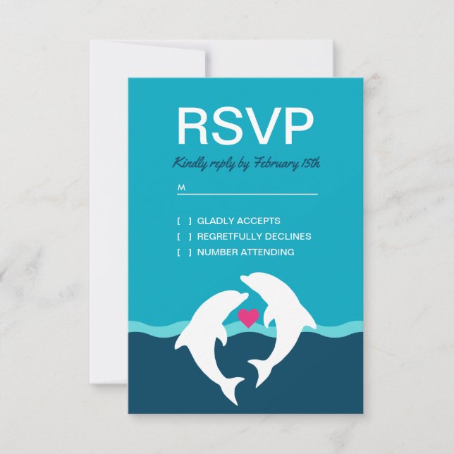 Dolphin Beach Wedding RSVP Card (Front)