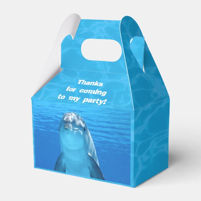 Dolphin Birthday Backyard Pool Party Favor Box (Front Side)