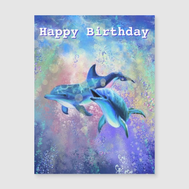 Dolphin Birthday Card with Happy Dolphins (Front)
