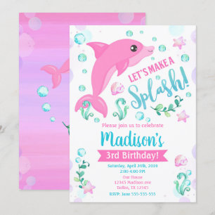 Dolphin Birthday Invitation / Swimming Pool Party
