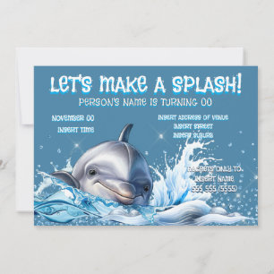 Dolphin Birthday Invite   Ocean Splash Party