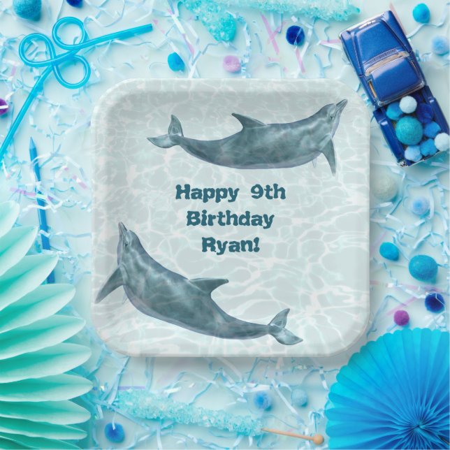 Dolphin Birthday Party Personalized Paper Plates (Party)