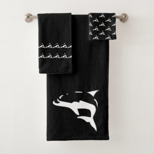 Dolphin Black white Bath Towel Set