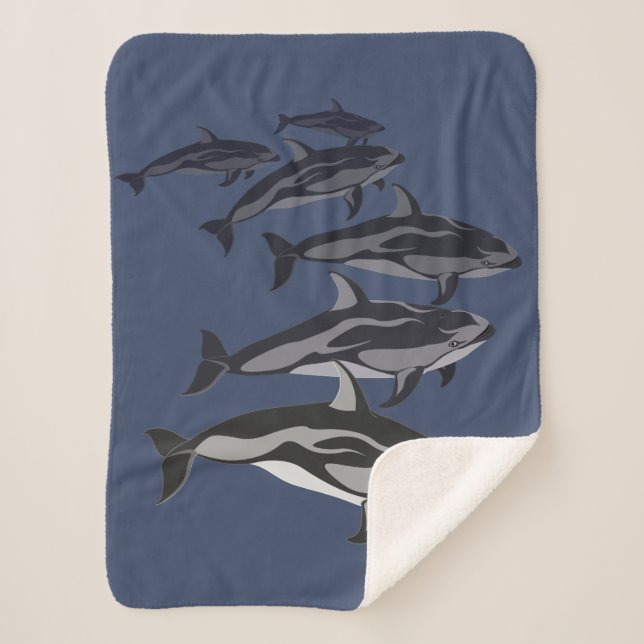 Dolphin Blanket White Sided Dolphin Sherpa Blanket (Front)