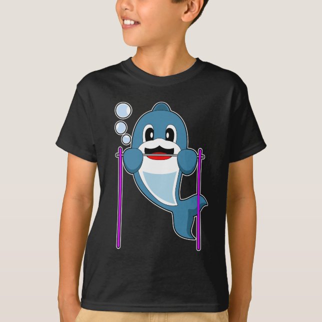 Dolphin Bodybuilder Pull ups T-Shirt (Front)