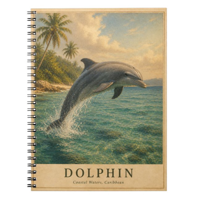 Dolphin Caribbean Waters VINTAGE Notebook (Front)