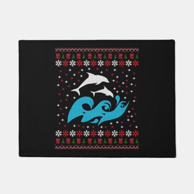 Dolphin Christmas Doormat (Front)